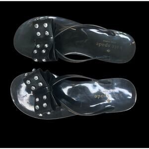 KATE SPADE BLACK JELLY RHINESTONE BOW SANDAL SIZE 6 BOHO FEMININE FLIRTY KITSCH